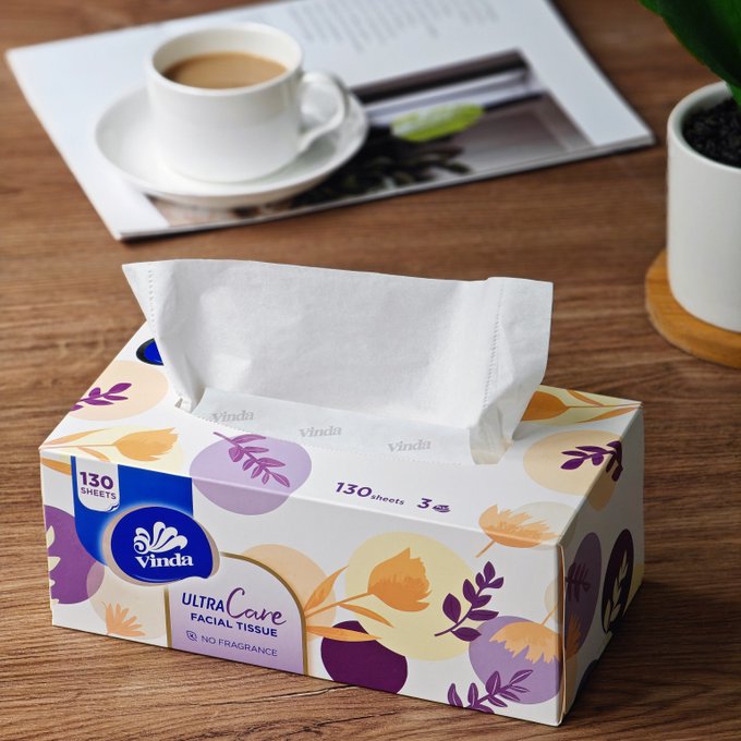 Vinda Ultra Care 130 sheets 2ply Box Facial Tissue