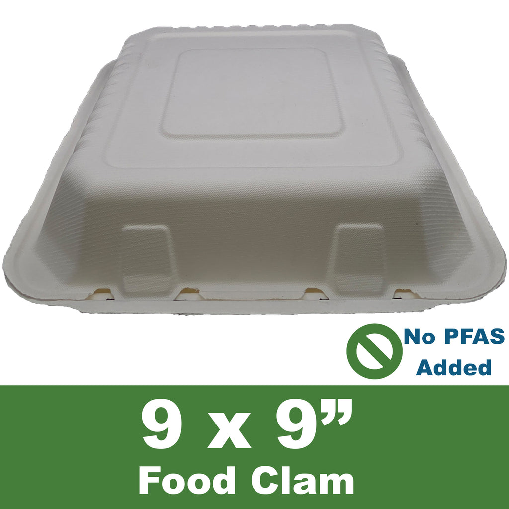 Sugarcane Fibre 9" x 9" Food Clam