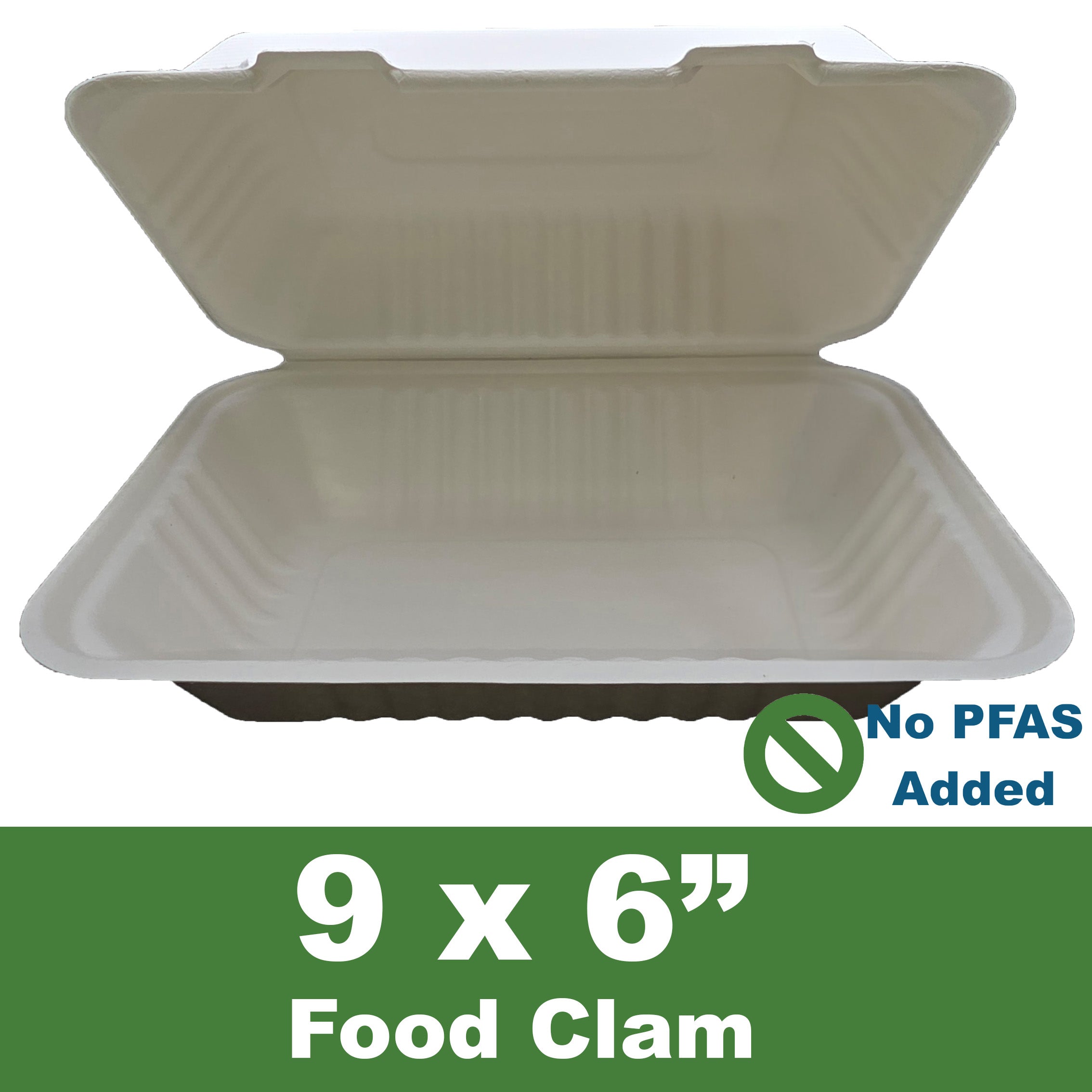 Sugarcane Fiber 9" x 6" Food Clam