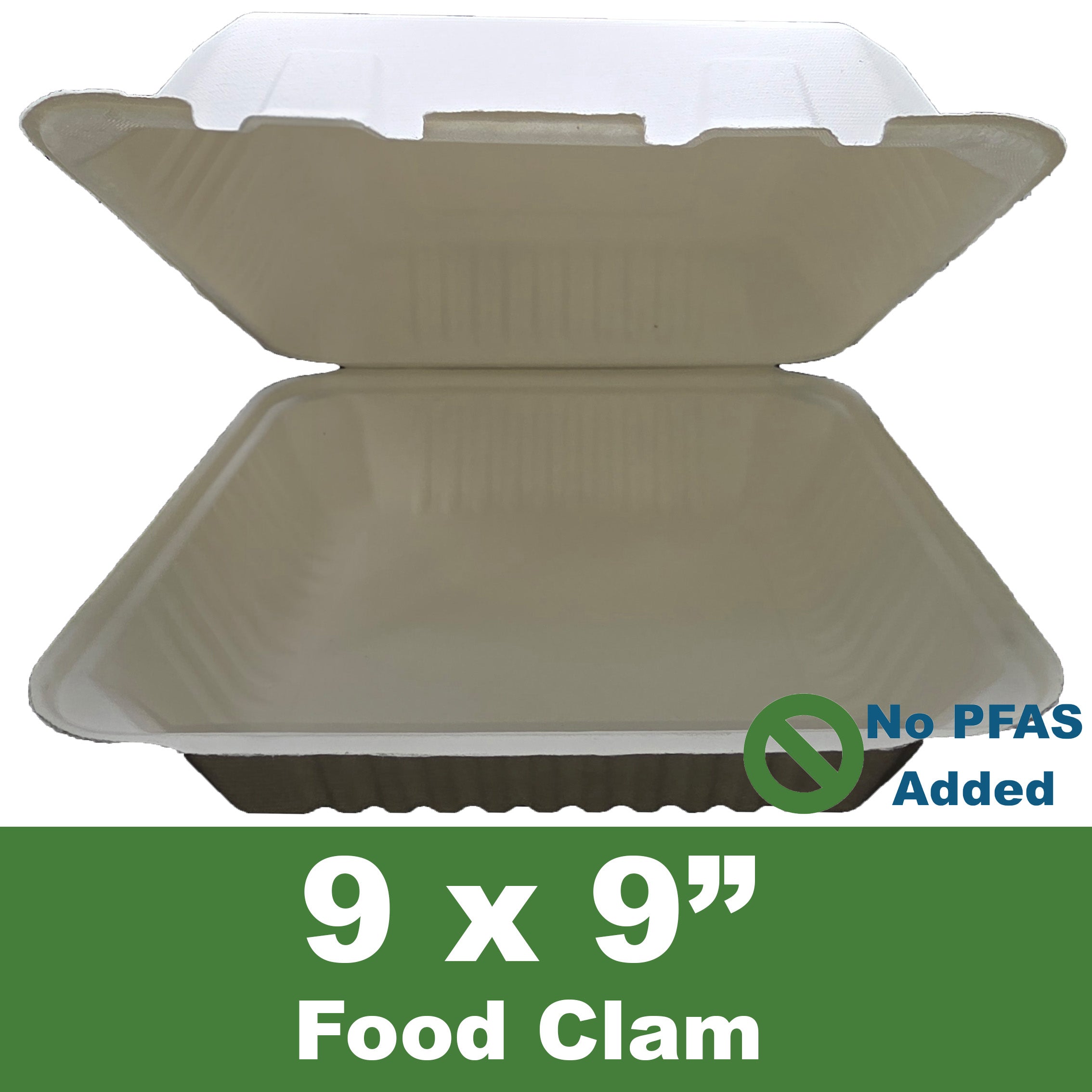 Sugarcane Fibre 9" x 9" Food Clam