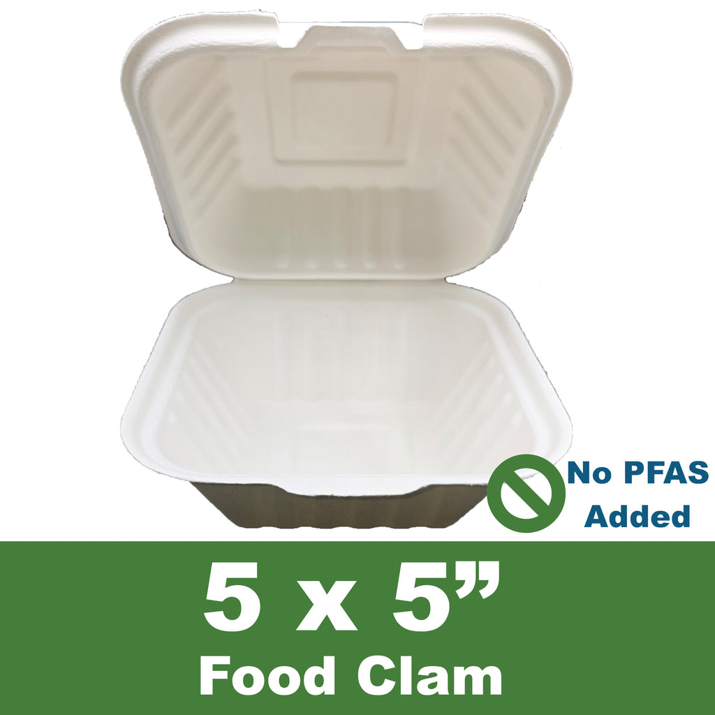Sugarcane Fiber 5" x 5" Food Clam