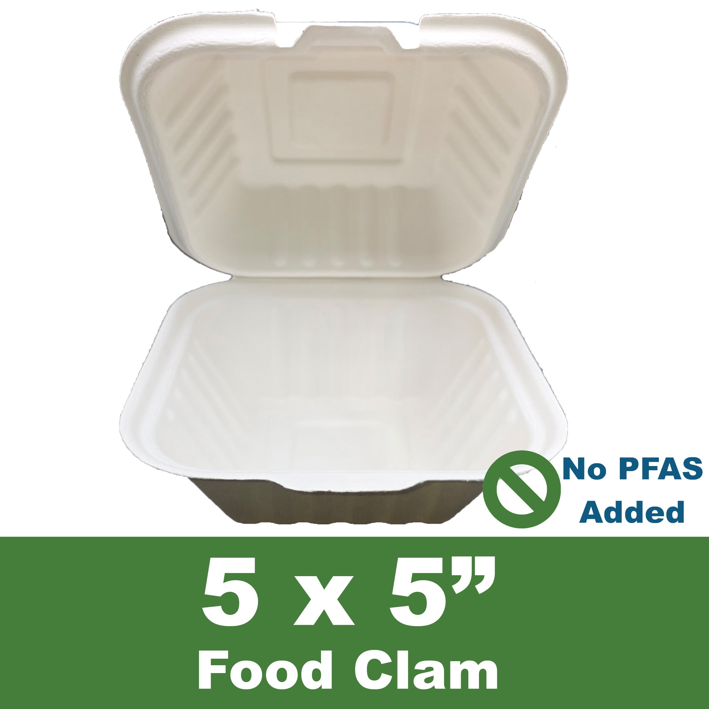 Sugarcane Fiber 5" x 5" Food Clam