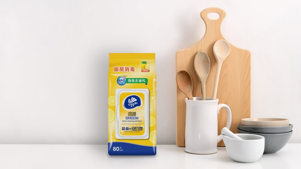 80sheets Kitchen Disinfecting Wet Wipes (Lemon Scent)