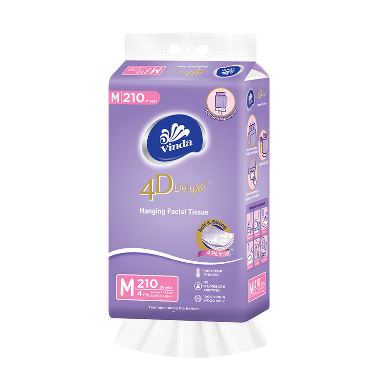 Vinda 4D Deluxe 210sheets 4ply Hanging Facial Tissue
