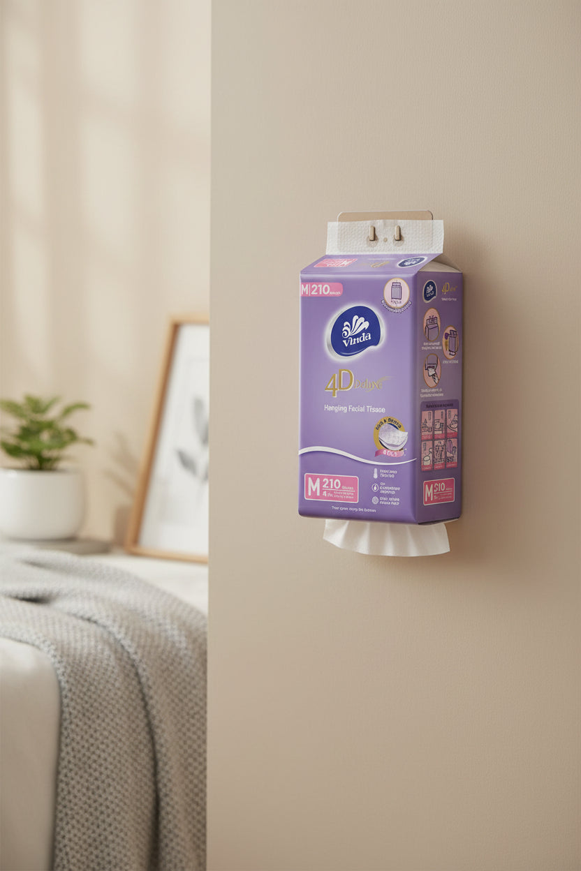 Vinda 4D Deluxe 210sheets 4ply Hanging Facial Tissue