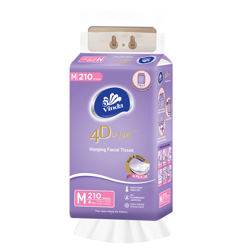 Vinda 4D Deluxe 210sheets 4ply Hanging Facial Tissue